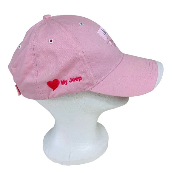 Jeep Pink Embroidered Baseball Cap Adjustable  Love Heart Iconic Utility Car SUV - Picture 2 of 9